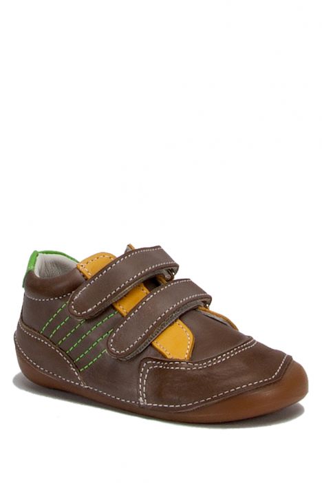D38 Kifidis-Kids İlk Adım Unisex Çocuk Deri Ayakkabı 19-23 Haki Crazy