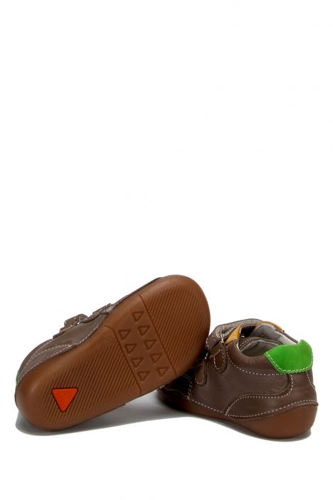 D38 Kifidis-Kids İlk Adım Unisex Çocuk Deri Ayakkabı 19-23 Haki Crazy