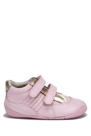 D38 Kifidis-Kids İlk Adım Unisex Çocuk Deri Ayakkabı 19-23 Pembe Deri