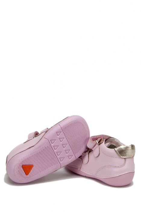 D38 Kifidis-Kids İlk Adım Unisex Çocuk Deri Ayakkabı 19-23 Pembe Deri