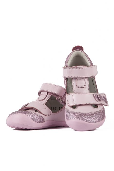 F061 Kifidis-Kids İlk Adım Kız Çocuk Deri Ayakkabı 19-25 Pembe / Pink