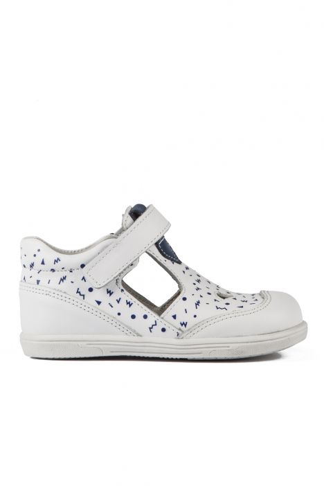 F851 Kifidis-Kids İlk Adım Unisex Çocuk Deri Ayakkabı 20-25 Beyaz / White