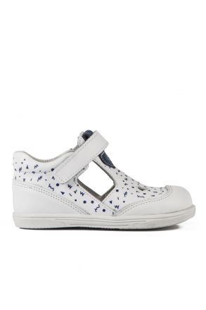 F851 Kifidis-Kids İlk Adım Unisex Çocuk Deri Ayakkabı 20-25 Beyaz / White