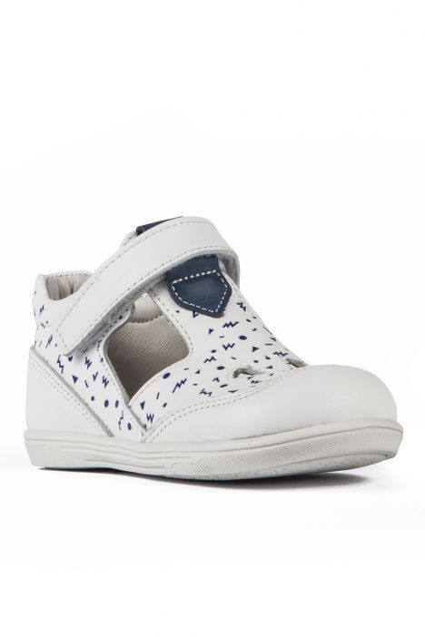 F851 Kifidis-Kids İlk Adım Unisex Çocuk Deri Ayakkabı 20-25 Beyaz / White