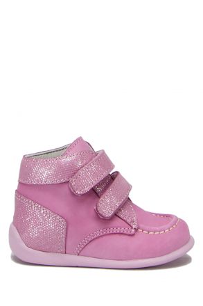 FK24 Kifidis-Kids İlk Adım Unisex Çocuk Deri Ayakkabı 20-23 Nubuk Pembe