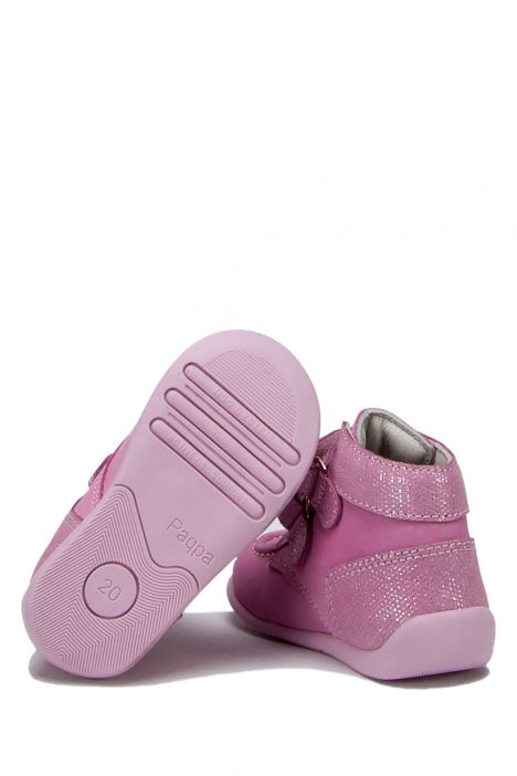 FK24 Kifidis-Kids İlk Adım Unisex Çocuk Deri Ayakkabı 20-23 Nubuk Pembe