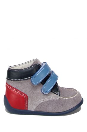 FK24 Kifidis-Kids İlk Adım Unisex Çocuk Deri Ayakkabı 20-23 Gri Süet