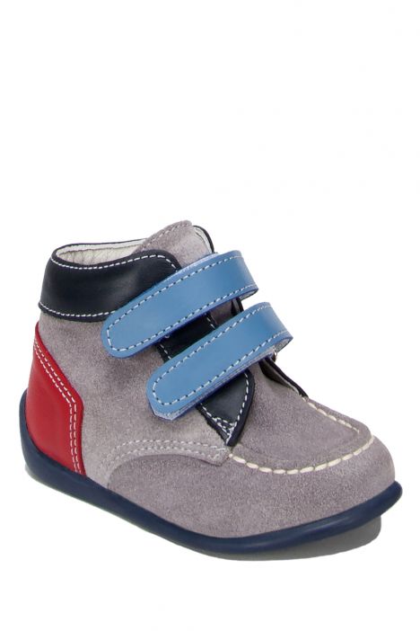 FK24 Kifidis-Kids İlk Adım Unisex Çocuk Deri Ayakkabı 20-23 Gri Süet