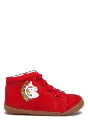 FK42 Kifidis-Kids İlk Adım Unisex Çocuk Nubuk Ayakkabı 20-25 Kırmızı Nubuk