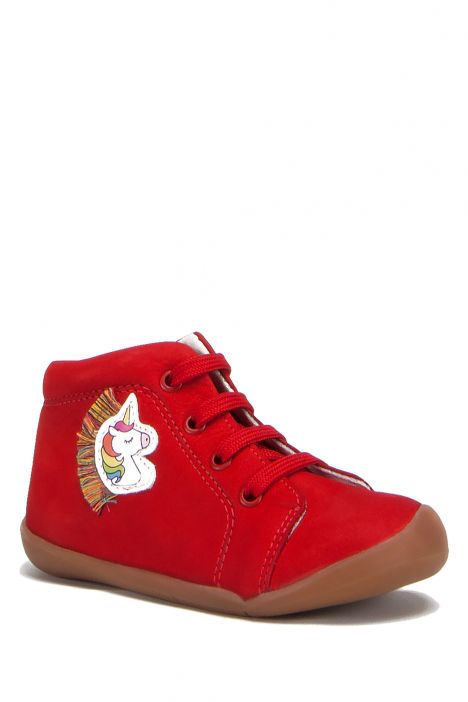FK42 Kifidis-Kids İlk Adım Unisex Çocuk Nubuk Ayakkabı 20-25 Kırmızı Nubuk