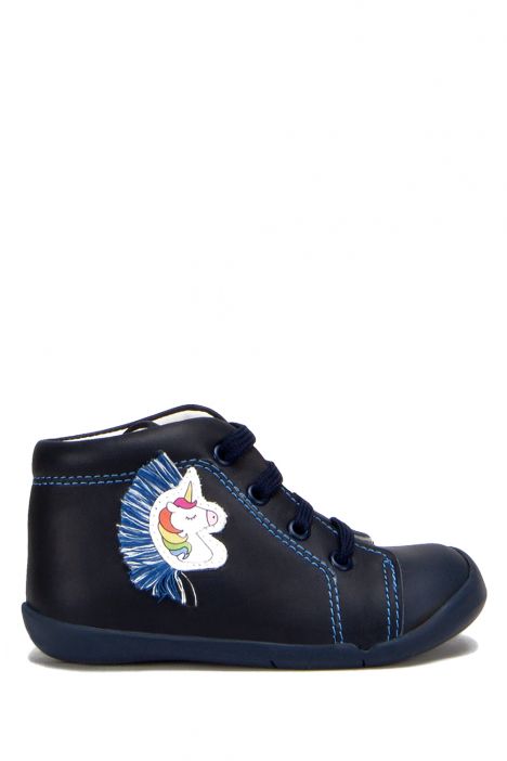 FK42 Kifidis-Kids İlk Adım Unisex Çocuk Nubuk Ayakkabı 20-25 Lacivert Deri