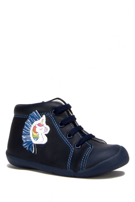 FK42 Kifidis-Kids İlk Adım Unisex Çocuk Nubuk Ayakkabı 20-25 Lacivert Deri