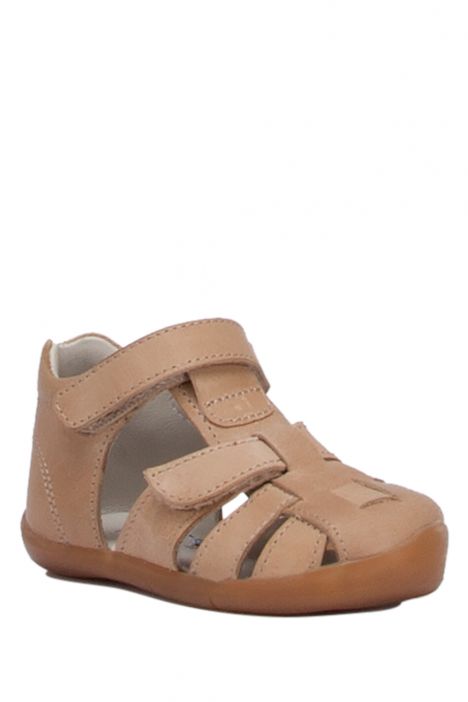 FK60 Kifidis-Kids İlk Adım Unisex Çocuk Deri Sandalet 18-25 Krem Crazy