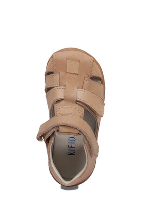FK60 Kifidis-Kids İlk Adım Unisex Çocuk Deri Sandalet 18-25 Krem Crazy