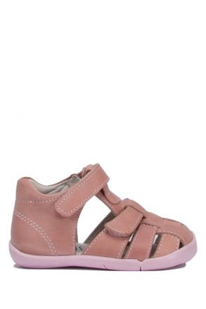 FK60 Kifidis-Kids İlk Adım Unisex Çocuk Deri Sandalet 18-25 Pembe Deri