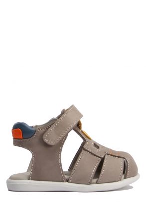 FK65 Kifidis-Kids İlk Adım Erkek Çocuk Nubuk Sandalet 18-23 Gri Nubuk