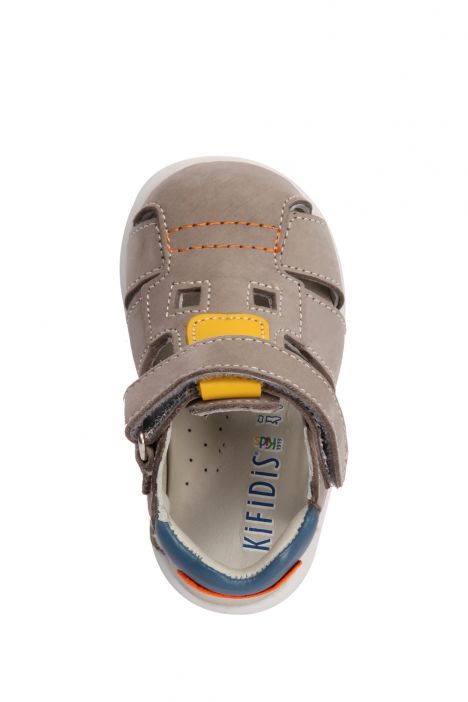 FK65 Kifidis-Kids İlk Adım Erkek Çocuk Nubuk Sandalet 18-23 Gri Nubuk
