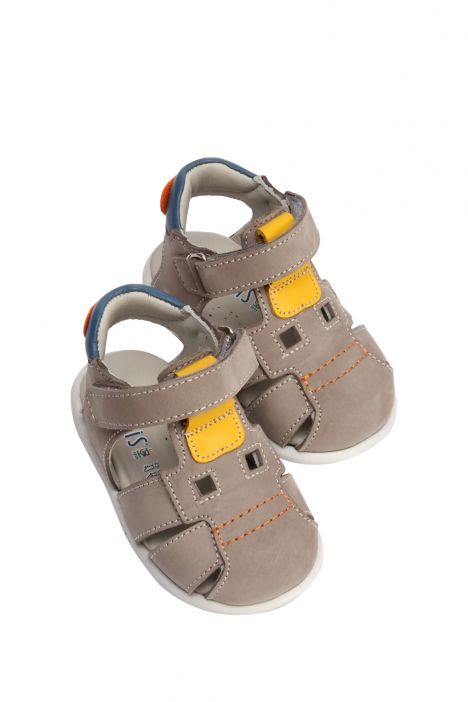 FK65 Kifidis-Kids İlk Adım Erkek Çocuk Nubuk Sandalet 18-23 Gri Nubuk
