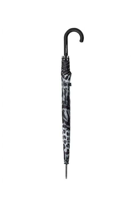 FLA-11/FD Ferre Desenli Otomatik Mekanizmalı Uzun Şemsiye Siyah Leopar Desenli