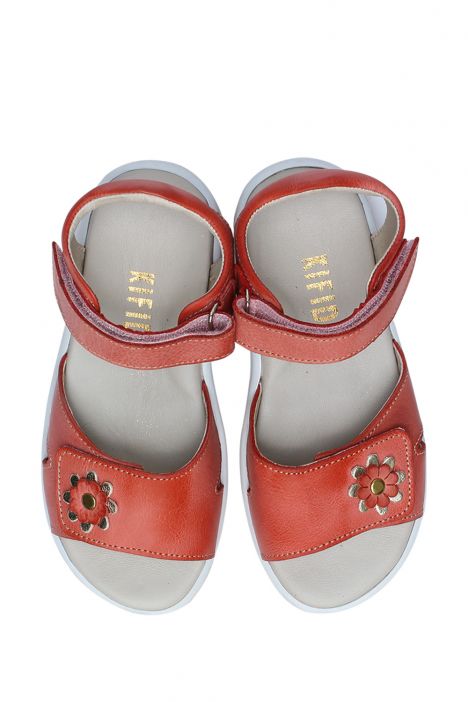 GA22002 Kifidis-Kids Kız Çocuk Deri Sandalet 24-30 Gülkurusu Deri