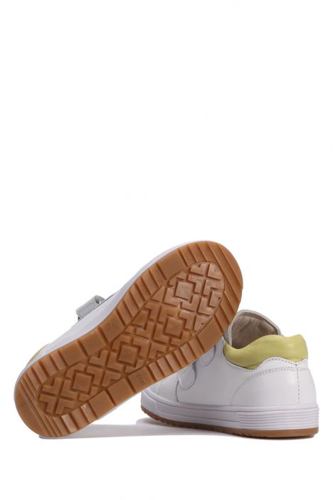 GA22015 Kifidis-Kids Unisex Çocuk Deri Spor Ayakkabı 24-30 Beyaz Deri