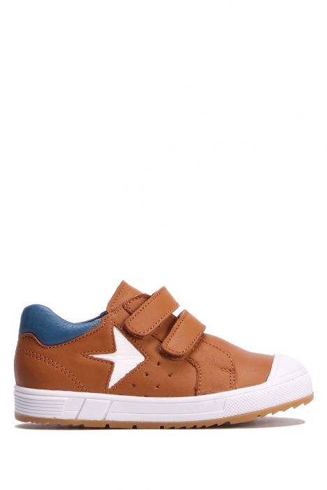 GA22015 Kifidis-Kids Unisex Çocuk Deri Spor Ayakkabı 24-30 Konyak Deri