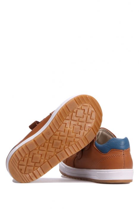 GA22015 Kifidis-Kids Unisex Çocuk Deri Spor Ayakkabı 24-30 Konyak Deri