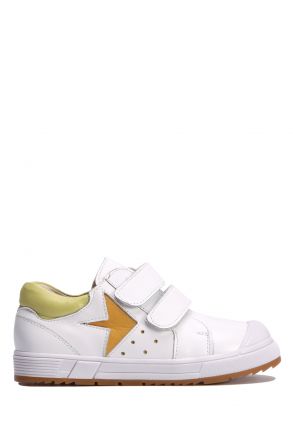 GA22015 Kifidis-Kids Unisex Çocuk Deri Spor Ayakkabı 24-30 Beyaz Deri