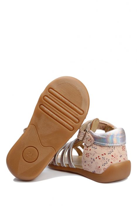 GA23008 Kifidis-Kids Kız Çocuk Deri Sandalet 19-23 Pudra Multi