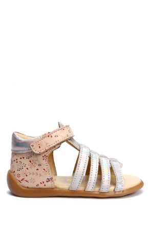 GA23008 Kifidis-Kids Kız Çocuk Deri Sandalet 19-23 Pudra Multi