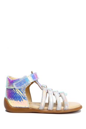 GA23008 Kifidis-Kids Kız Çocuk Deri Sandalet 19-23 Mavi Multi