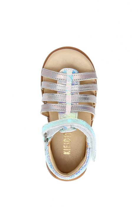 GA23008 Kifidis-Kids Kız Çocuk Deri Sandalet 19-23 Mavi Multi