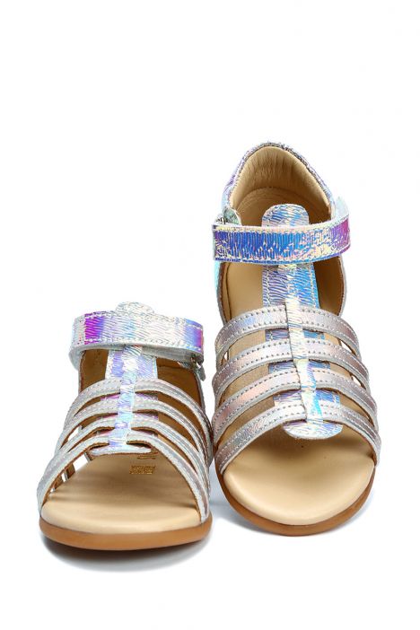GA23008 Kifidis-Kids Kız Çocuk Deri Sandalet 19-23 Mavi Multi