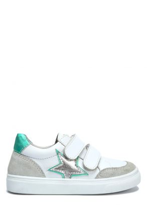 GA23009 Kifidis-Kids Unisex Çocuk Deri Ayakkabı 23-35 Beyaz Deri
