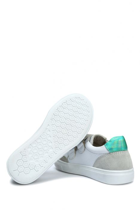 GA23009 Kifidis-Kids Unisex Çocuk Deri Ayakkabı 23-35 Beyaz Deri