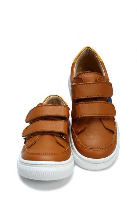 GA23009 Kifidis-Kids Unisex Çocuk Deri Ayakkabı 23-35 Konyak Deri