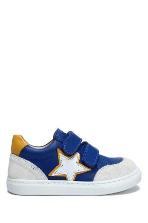 GA23009 Kifidis-Kids Unisex Çocuk Deri Ayakkabı 23-35 Kobalt Deri