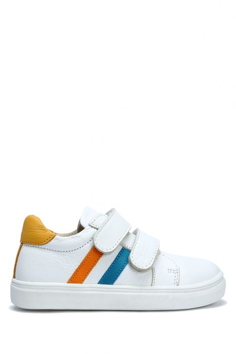 GA23010 Kifidis Paplus Unisex Çocuk Deri Ayakkabı 25-30 Beyaz - Sarı Deri