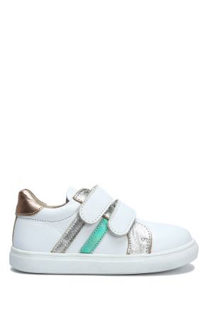 GA23010 Kifidis Paplus Unisex Çocuk Deri Ayakkabı 25-30 Beyaz-Lame Deri