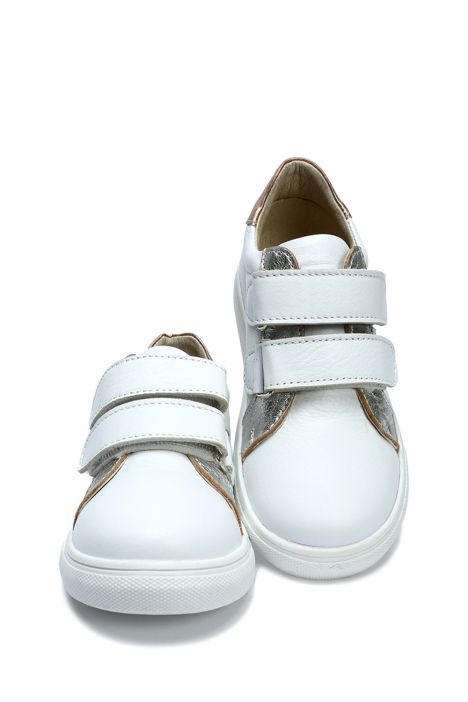 GA23010 Kifidis Paplus Unisex Çocuk Deri Ayakkabı 25-30 Beyaz-Lame Deri