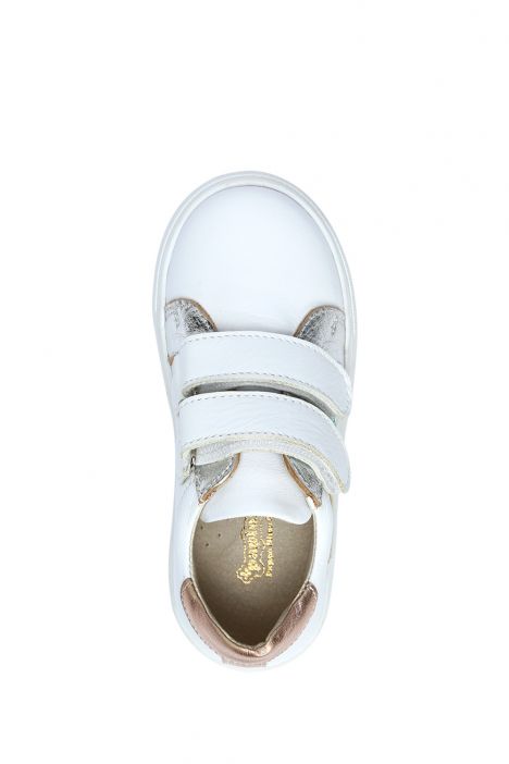 GA23010 Kifidis Paplus Unisex Çocuk Deri Ayakkabı 25-30 Beyaz-Lame Deri