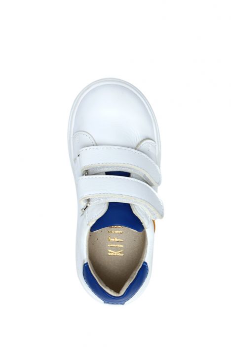 GA23015 Kifidis-Kids Unisex Çocuk Deri Ayakkabı 25-30 Beyaz - Cobalt Deri
