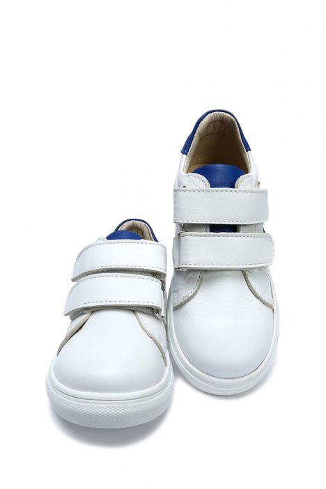GA23015 Kifidis-Kids Unisex Çocuk Deri Ayakkabı 25-30 Beyaz - Cobalt Deri