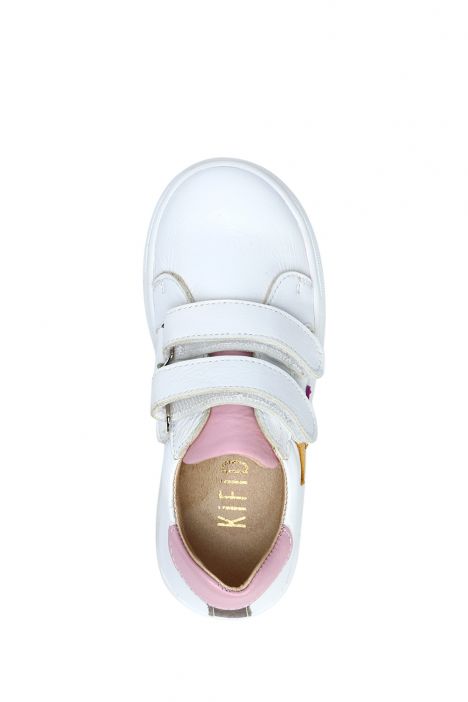 GA23015 Kifidis-Kids Unisex Çocuk Deri Ayakkabı 25-30 Beyaz - Pembe Deri