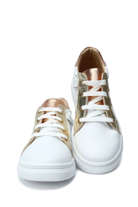 GA23020 Kifidis-Kids Unisex Çocuk Deri Ayakkabı 31-34 Beyaz - Dore Deri