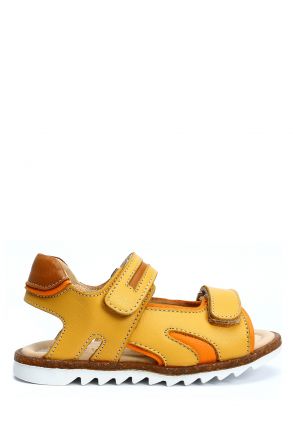 GA23024 Kifidis-Kids Erkek Çocuk Deri Sandalet 22-27 Sarı Deri