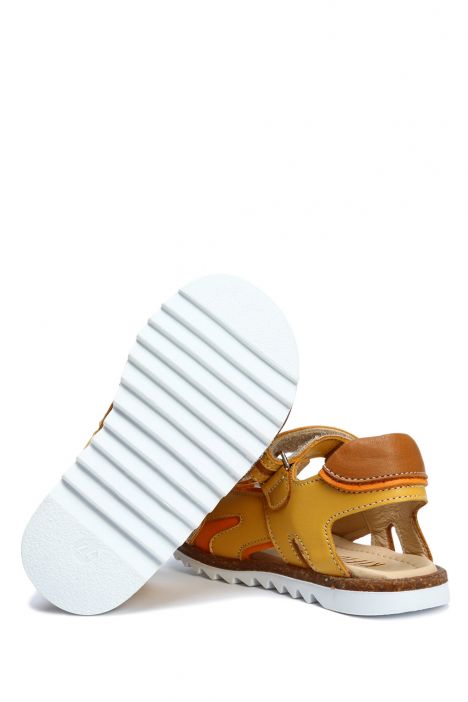 GA23024 Kifidis-Kids Erkek Çocuk Deri Sandalet 22-27 Sarı Deri