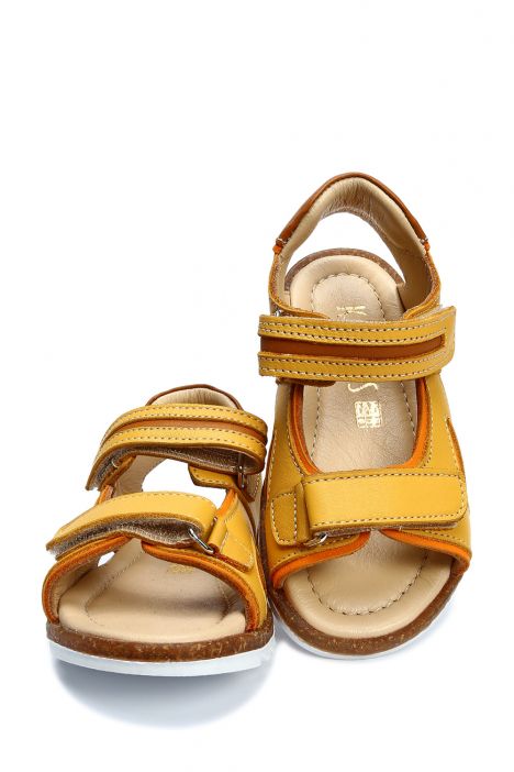 GA23024 Kifidis-Kids Erkek Çocuk Deri Sandalet 22-27 Sarı Deri