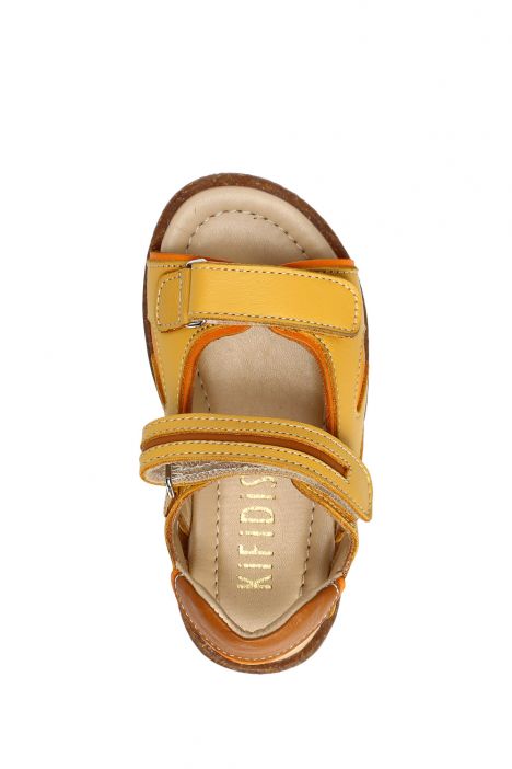 GA23024 Kifidis-Kids Erkek Çocuk Deri Sandalet 22-27 Sarı Deri