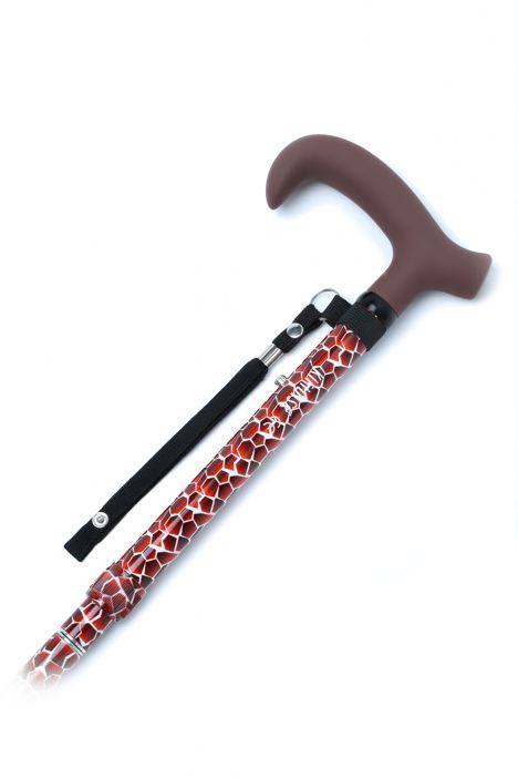 GB845 Kifidis Desenli Katlanır Baston Kırmızı Desenli